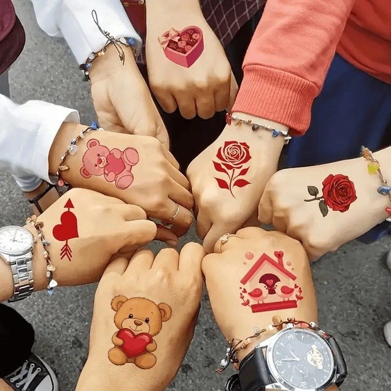 Набір тимчасових тату "Любов № 2" Love-tattoo-mini-set-2-10, 12 х 7 см 10 шт