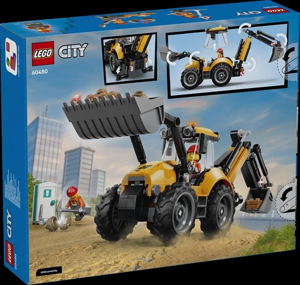 Конструктор LEGO® City Жовтий екскаватор-навантажувач - Будівельна іграшка, 301 деталей (60480)