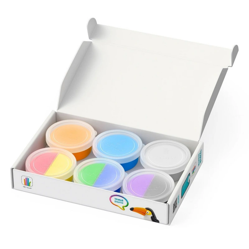 Набір пластиліну "Птахи: Пінгвін, Павлин, Тукан" ЛІПАКА 60026-UA01 самостійно твердіє