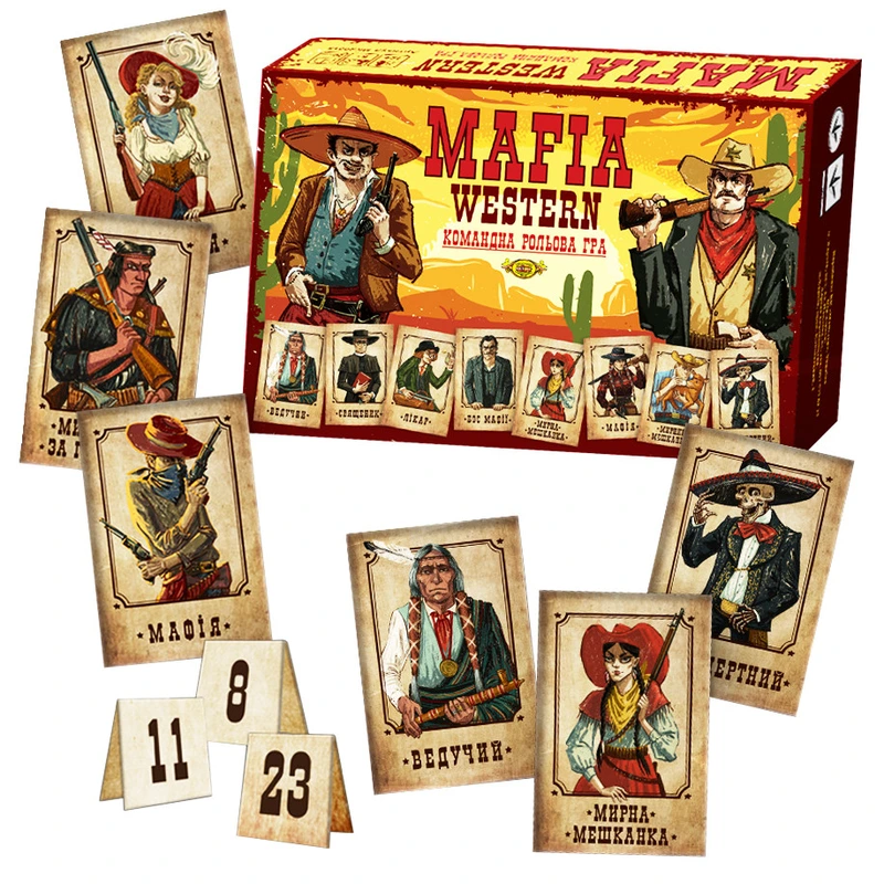 Командна рольова гра "MAFIA WESTERN" MKZ0815, 24 картки