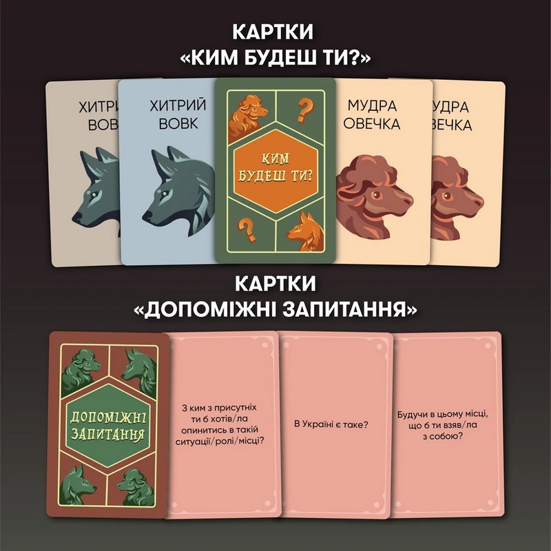 Карткова гра "Вовк в овечій шкурі" orner-2764, 448 карток, інструкція