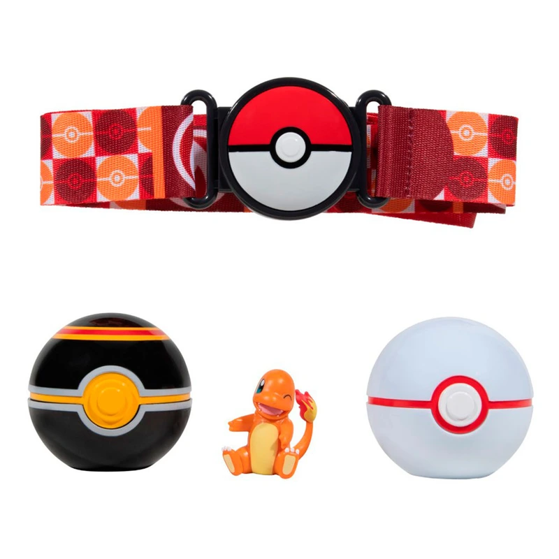 Ігровий набір POKEMON W14 - ПОЯС З ПОКЕБОЛАМИ ЧАРМАНДЕР (пояс, 2 покеболи, ігрова фігурка)