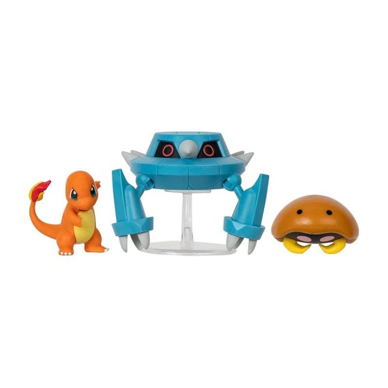 Набір ігрових фігурок POKEMON W17 - КАБУТО, ЧАРМАНДЕР, МЕТАНГ (на підставці)