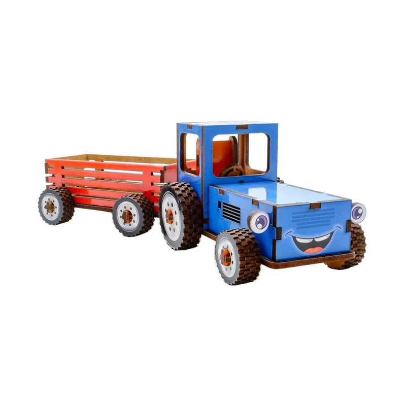 Дитячий дерев'яний 3D конструктор "Трактор" Puz-00933, 69 деталей