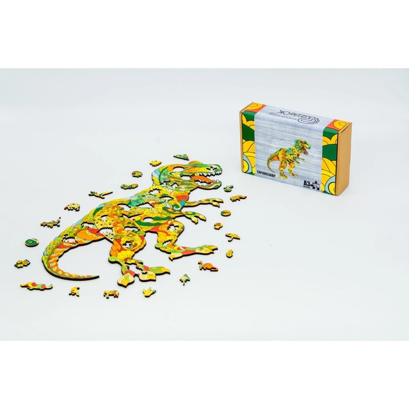 Фігурний дерев'яний пазл A3 "Тиранозавр Рекс" PuzA3-00718, 129 елементів