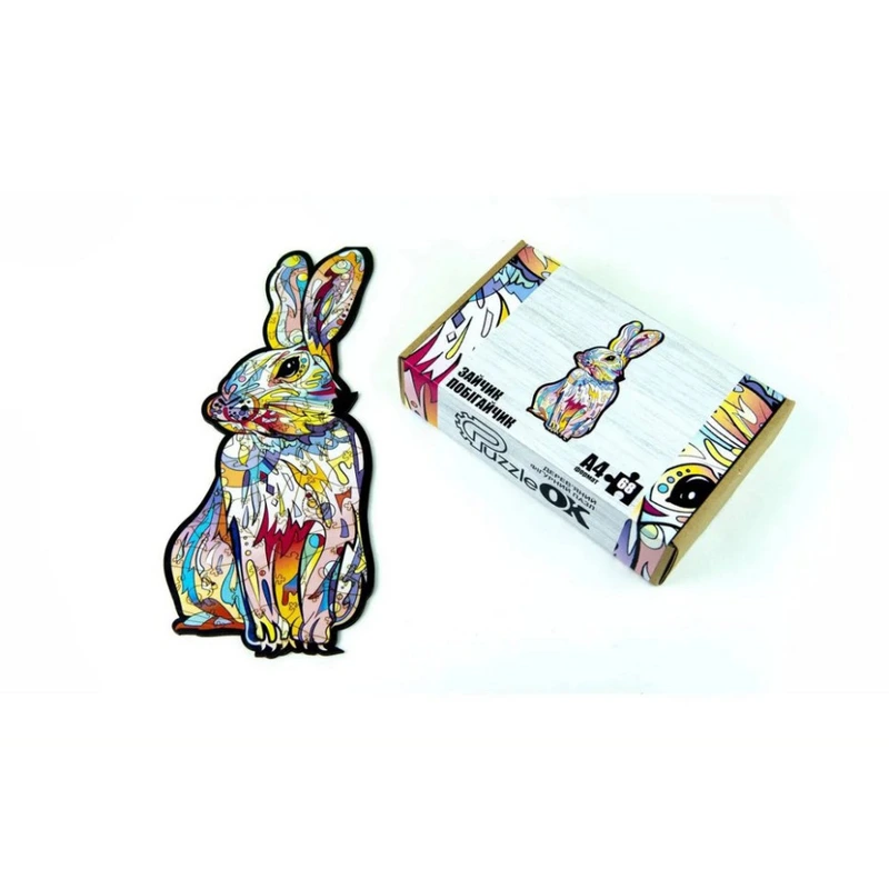 Фігурний дерев'яний пазл A4 Зайчик побігайчик PuzA4-00757, 68 деталей