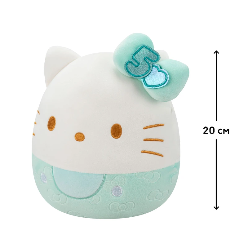 М'яка іграшка SQUISHMALLOWS – ХЕЛОУ КІТТІ У СМАРАГДОВОМУ (20 cm)