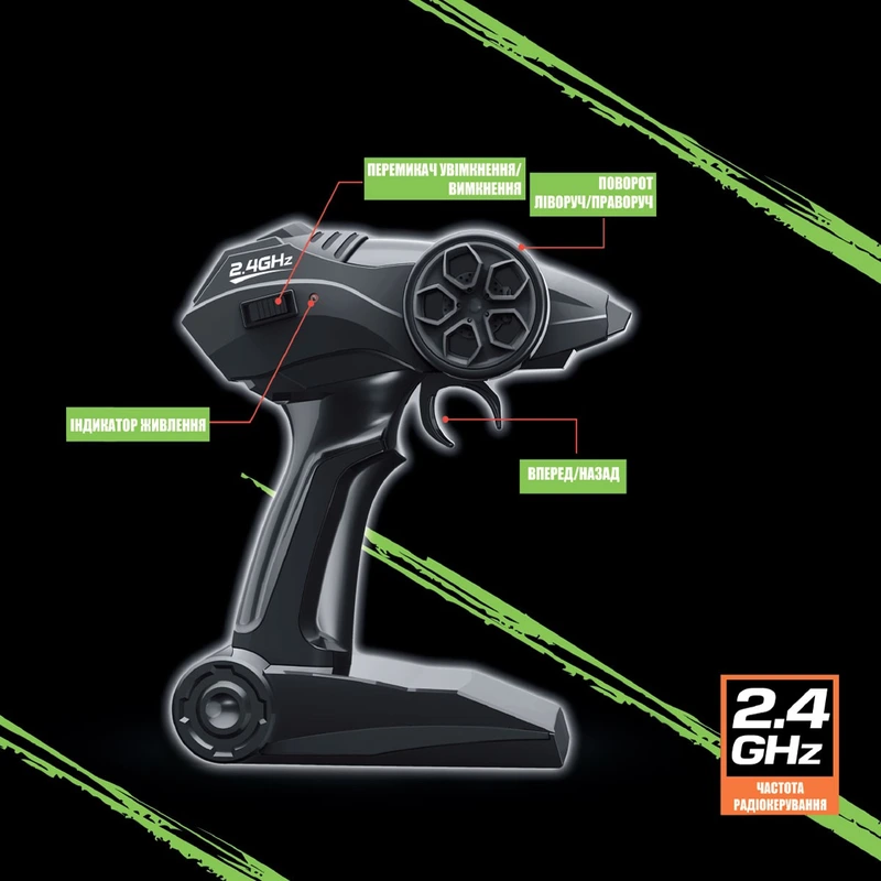 Автомобіль OFF-ROAD CRAWLER з р/к - RACE (матовий чорний, метал. корпус, акум.6V, 1:14)