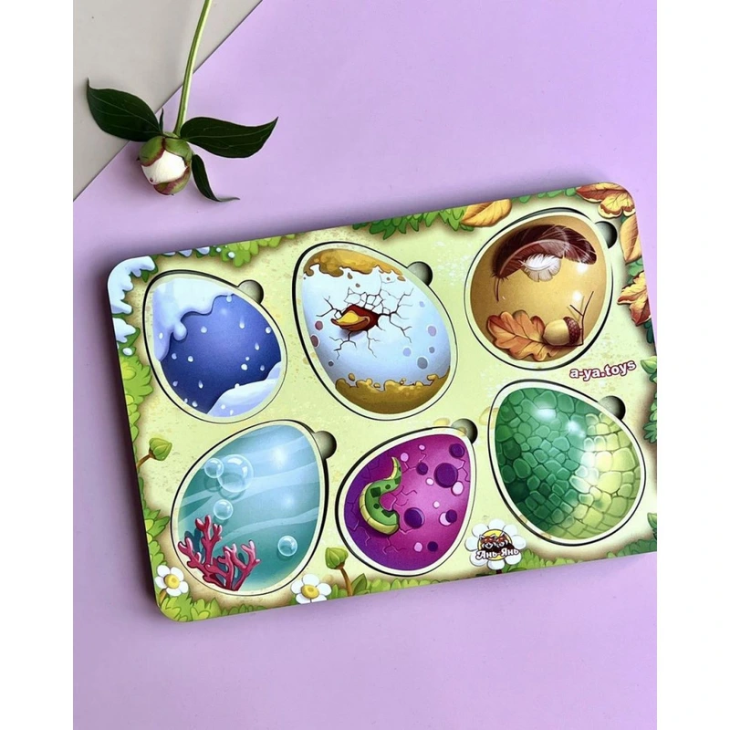 Дерев'яний пазл-сортер "Хто в яйці?" Ubumblebees (ПСФ085) PSF085