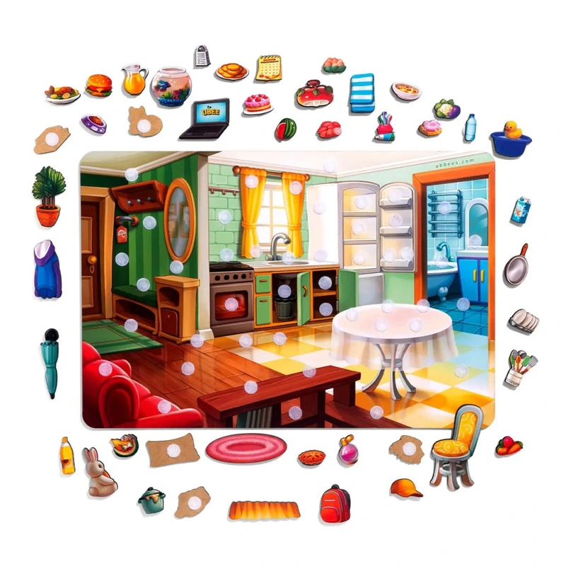 Дерев'яний пазл-вкладиш "Наведи лад в кімнаті та нагодуй Ваню" (ПСД271) PSD271