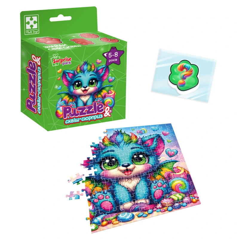 Дитячі пазли з сюрпризом "Бірюзовий дракончик" VT8030-04, 180 деталей