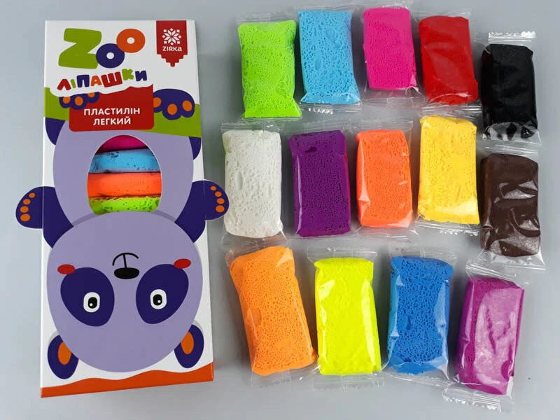 Пластилін легкий ZOOлипашки "Панда" ZIRKA 140214 (14 різнокольорових стиків по 6 г)